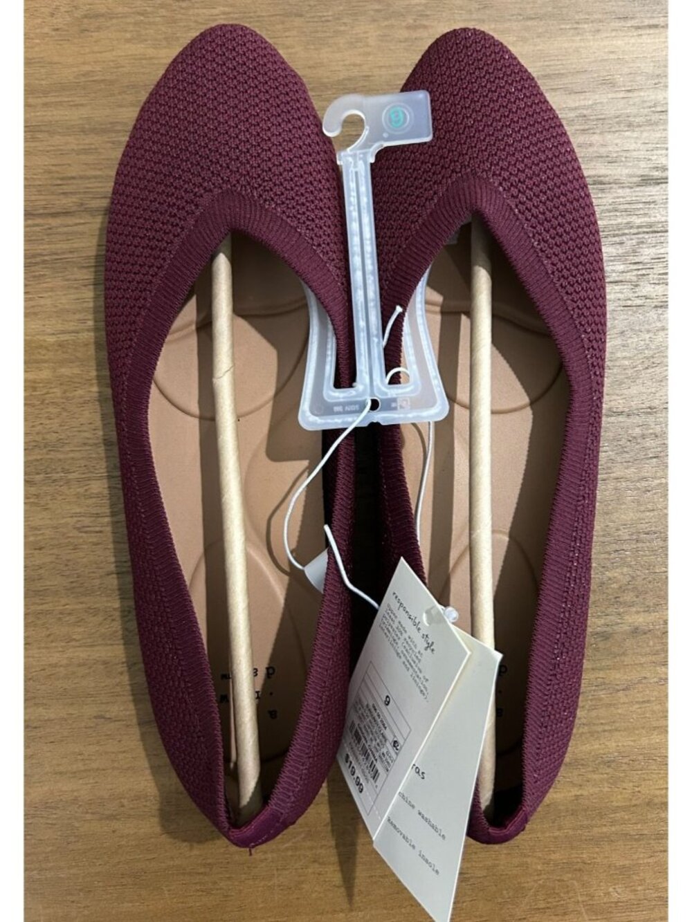 NWT Women's Claire Knit Washable Flats - a New Day Burgundy 9